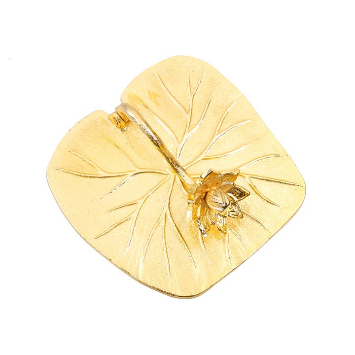 CLASSIC TOUCH DECOR INC. - Wholesale Napkin Holder - Gold Square Napkin Holder With Lotus Flower Design1