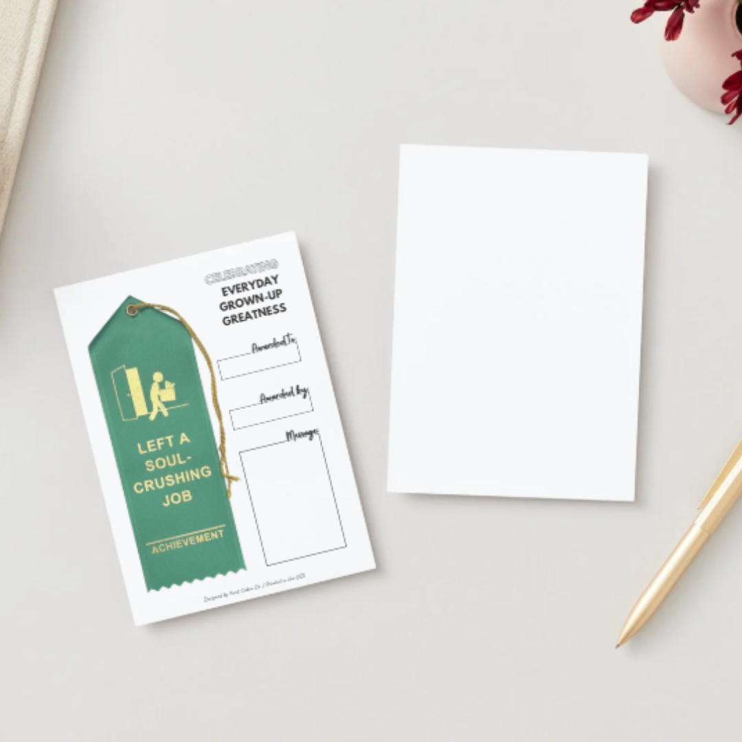 First Cabin Co. - Vente Cadeau amusant/original - Ruban de récompense Left A Soul Crushing Job3