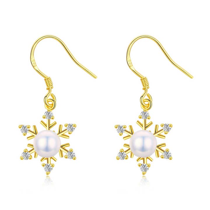 Sparkling Snowflakes Pearl Earrings for wholesale by Timeless Pearl