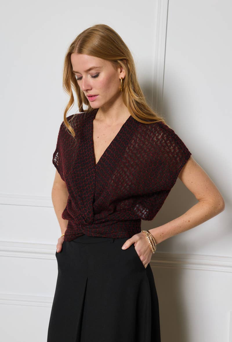 LULUMARY - Wholesale Blouse - Women's - Textured crop top H7005