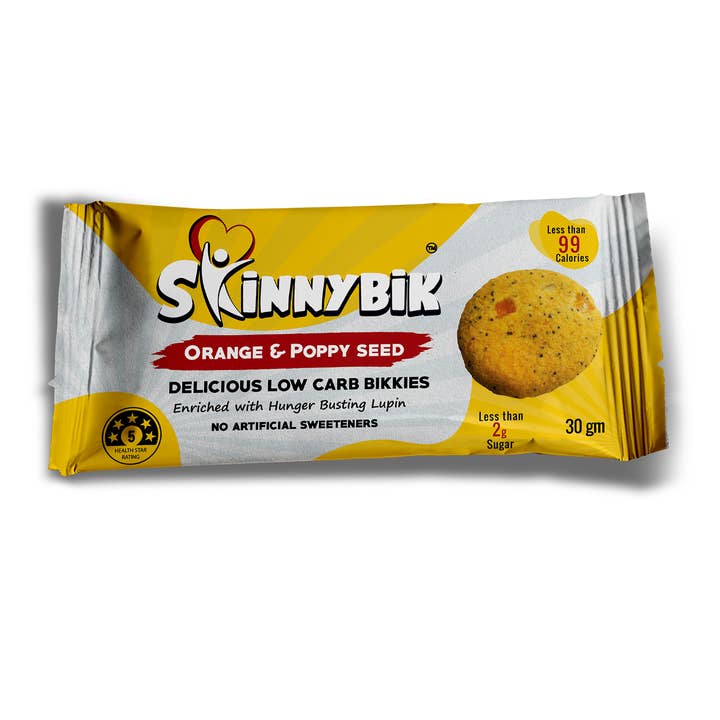 Skinnybik Orange & Poppyseed - Bulkverpakking - 50 x 2 verpakkingen (30 g) voor wholesale door Skinnybik