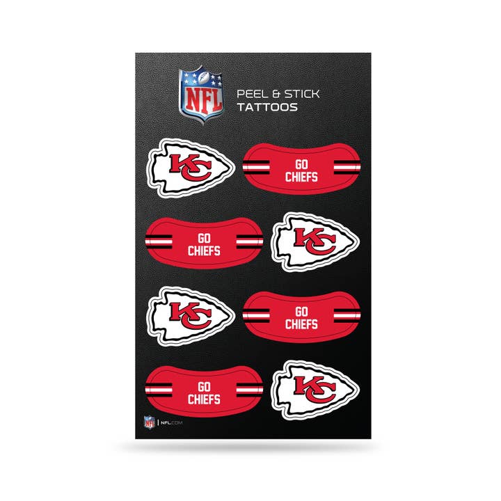 Rico Industries - Wholesale Temporary Tattoo - NFL Kansas City Chiefs Peel & Stick Temporary Tattoos