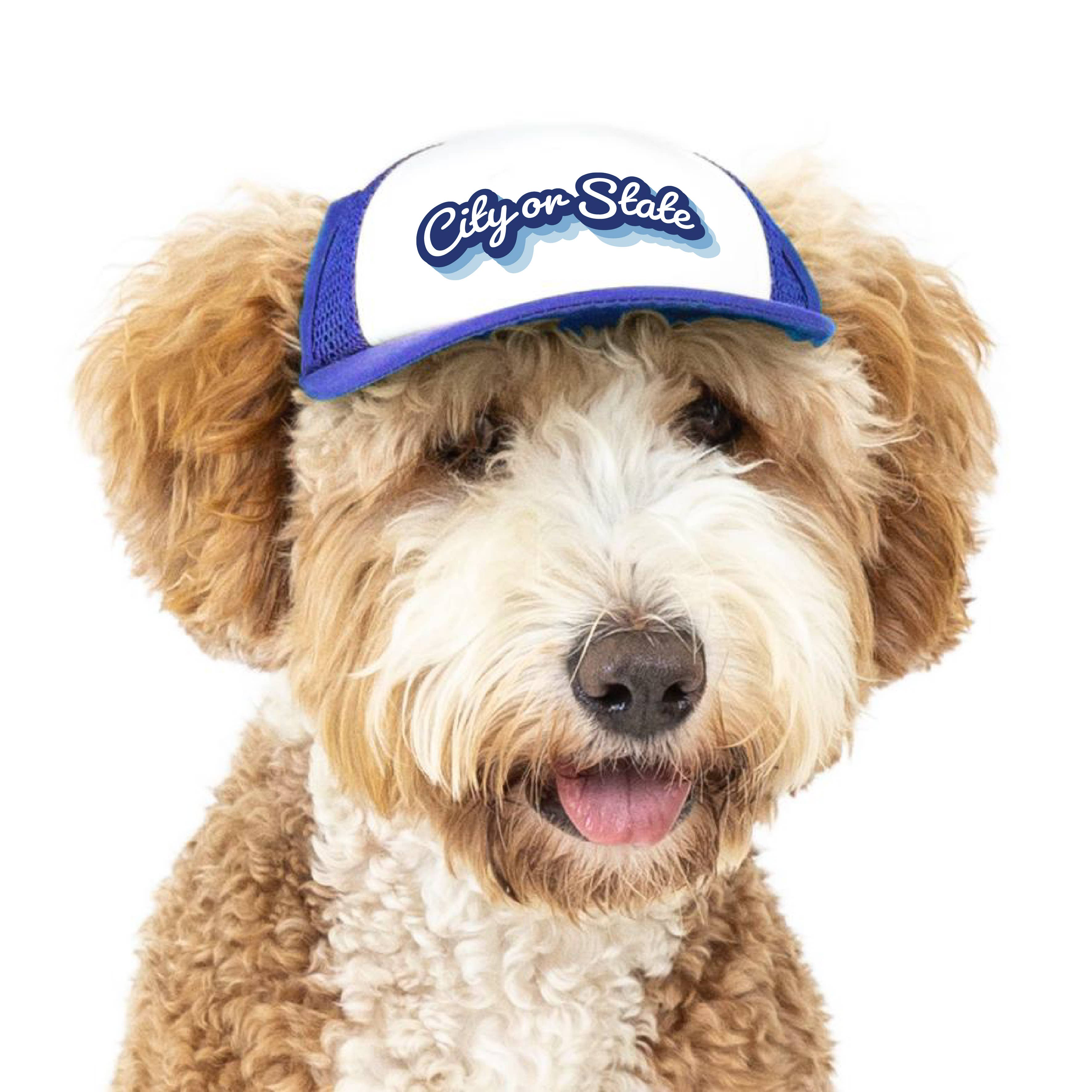 PupLid - Wholesale Pet Hat - Dog - Custom Retro Text | Trucker Hat for Dogs1