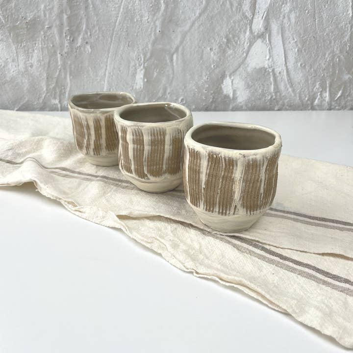 Zenful Pottery - Wholesale Coffee/Tea Cup - Hakeme Collection - Textured Stoneware Yunomi Teacup1