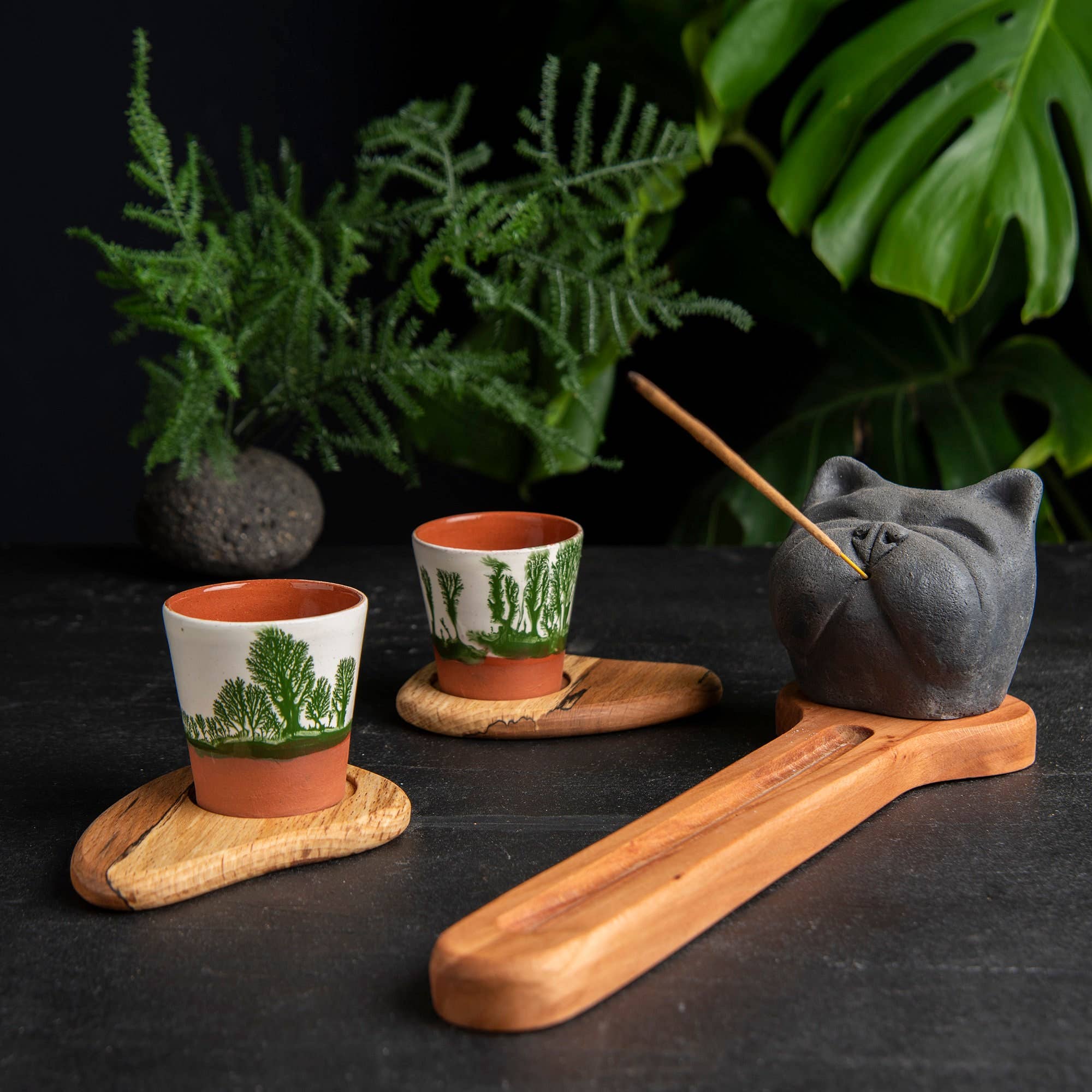 Troy Touch – Porta-incenso por atacado – Conjunto Ternário, Chávenas de Café Expresso em Cerâmica com Difusão de Mocha e Mãom2