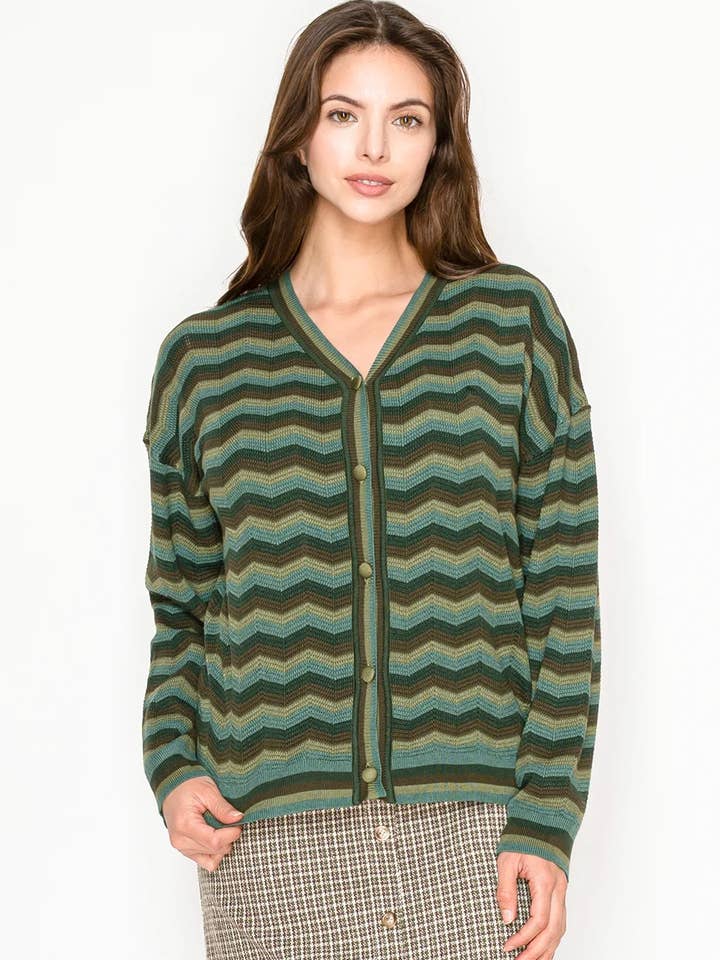 Cardigã com Botões Chevron por atacado de Yal New York