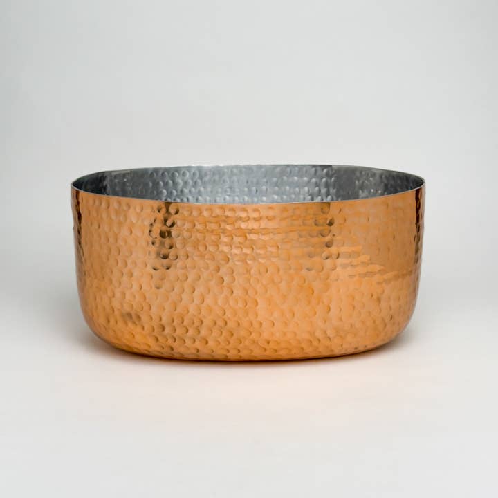 India Handicrafts Inc - Wholesale Decorative Plate/Dish/Bowl - Hammered Copper Beverage Tub Set of 3 pieces LG, MED, SML