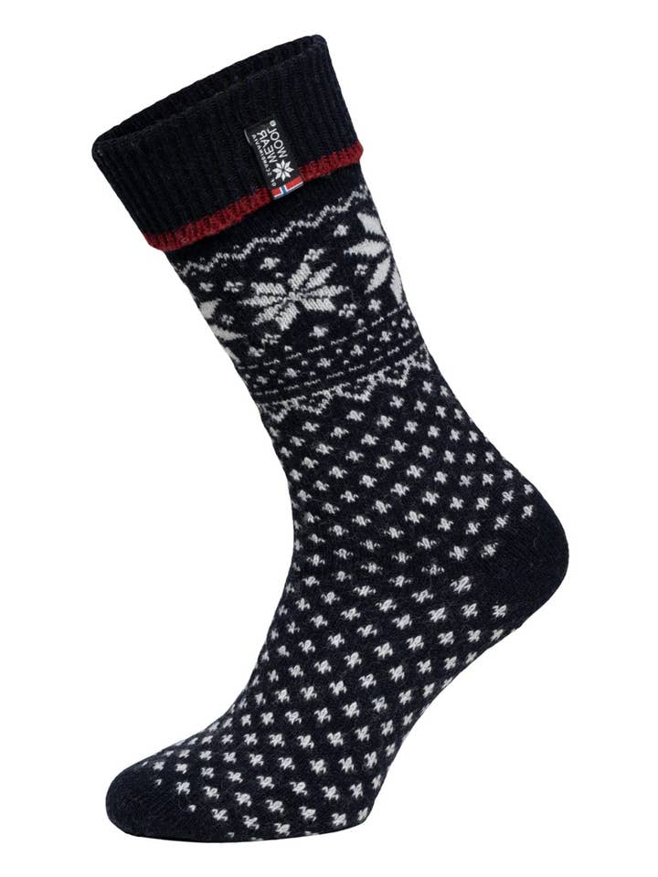 A pair of 70% lambswool socks with cuff Norwegian design for wholesale by HomeOfSocks