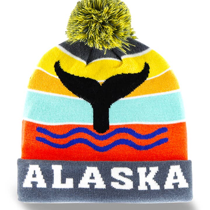 Alaska Marinliv Stickad Mössa med Valfena och Djärva Färger för wholesale av Northern Icons Creations INC