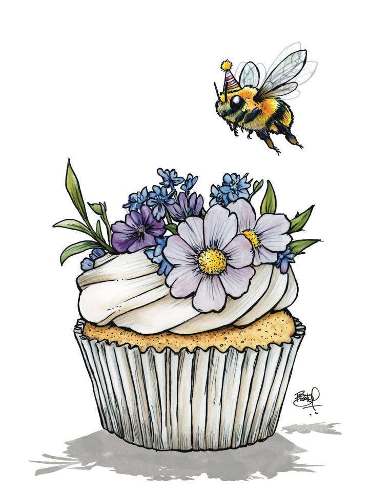 Bumble Fødselsdag #377 - vertikal for engroshandel hos Shawn Braley Illustration