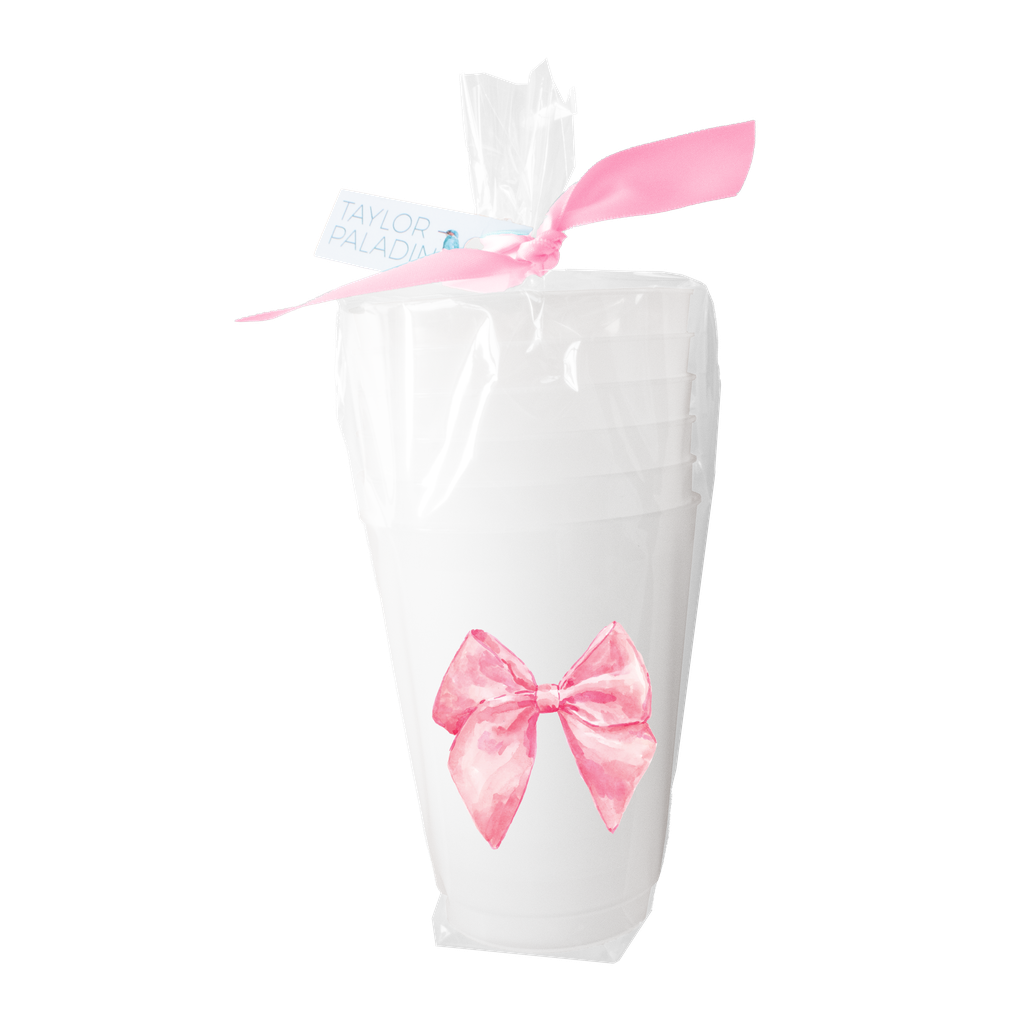 Taylor Paladino - Wholesale Disposable Cup - Pink Bow Frosted Cups0