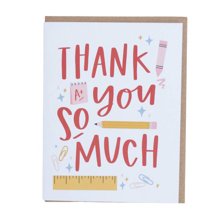 Pippi Post - Wholesale Thank You Card - Thank You So Much Teacher Greeting Card
