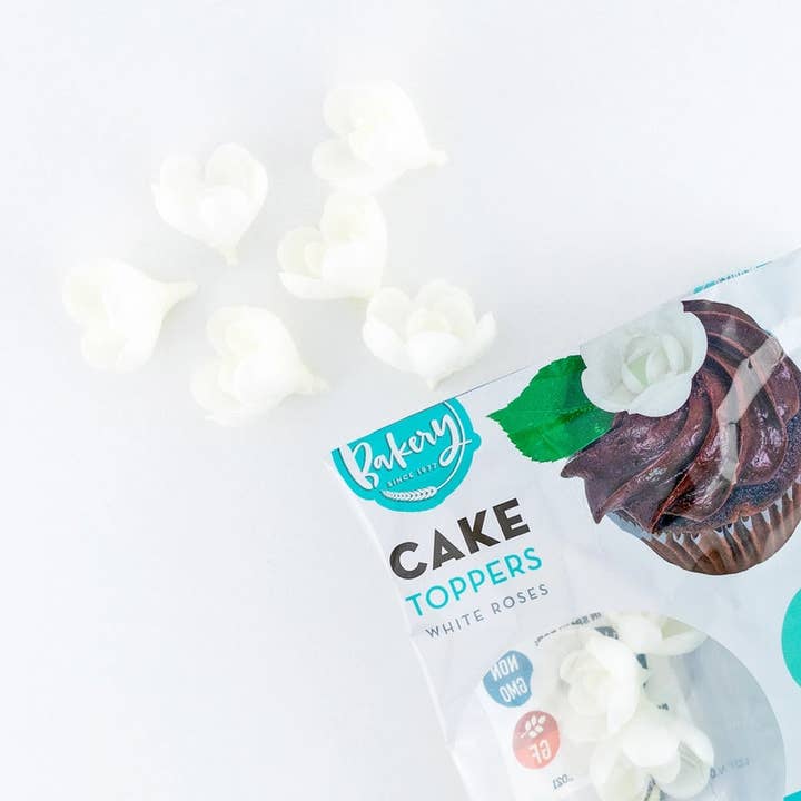 Gerrit’s Top This Cake Toppers White Rose Edible Flower 11ct 3 Pack for wholesale by Long Island Candy Factory