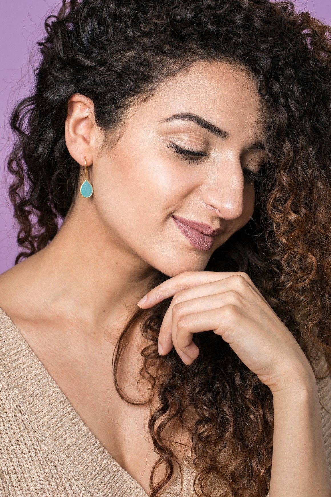 MadamLili - Wholesale Dangle Earrings - Aquamarine Gold Earrings - 925 Sterling Gold Plated Luxurious1