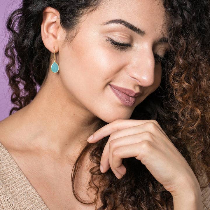 MadamLili - Wholesale Dangle Earrings - Aquamarine Gold Earrings - 925 Sterling Gold Plated Luxurious1