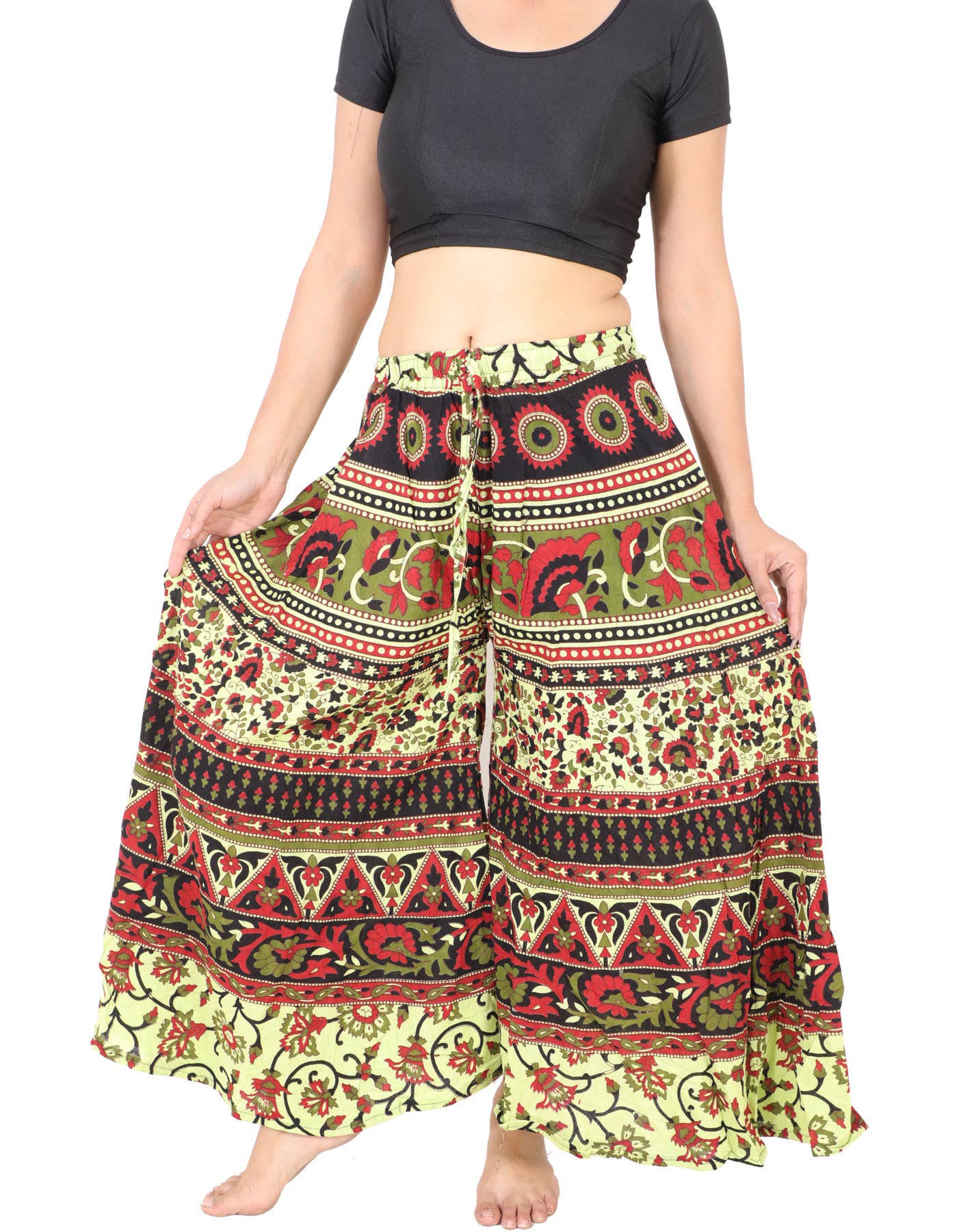 Wevez - Wholesale Pants - Women's - Women's Palazzo Wide leg Cotton Pant Floral Print Mix lot8