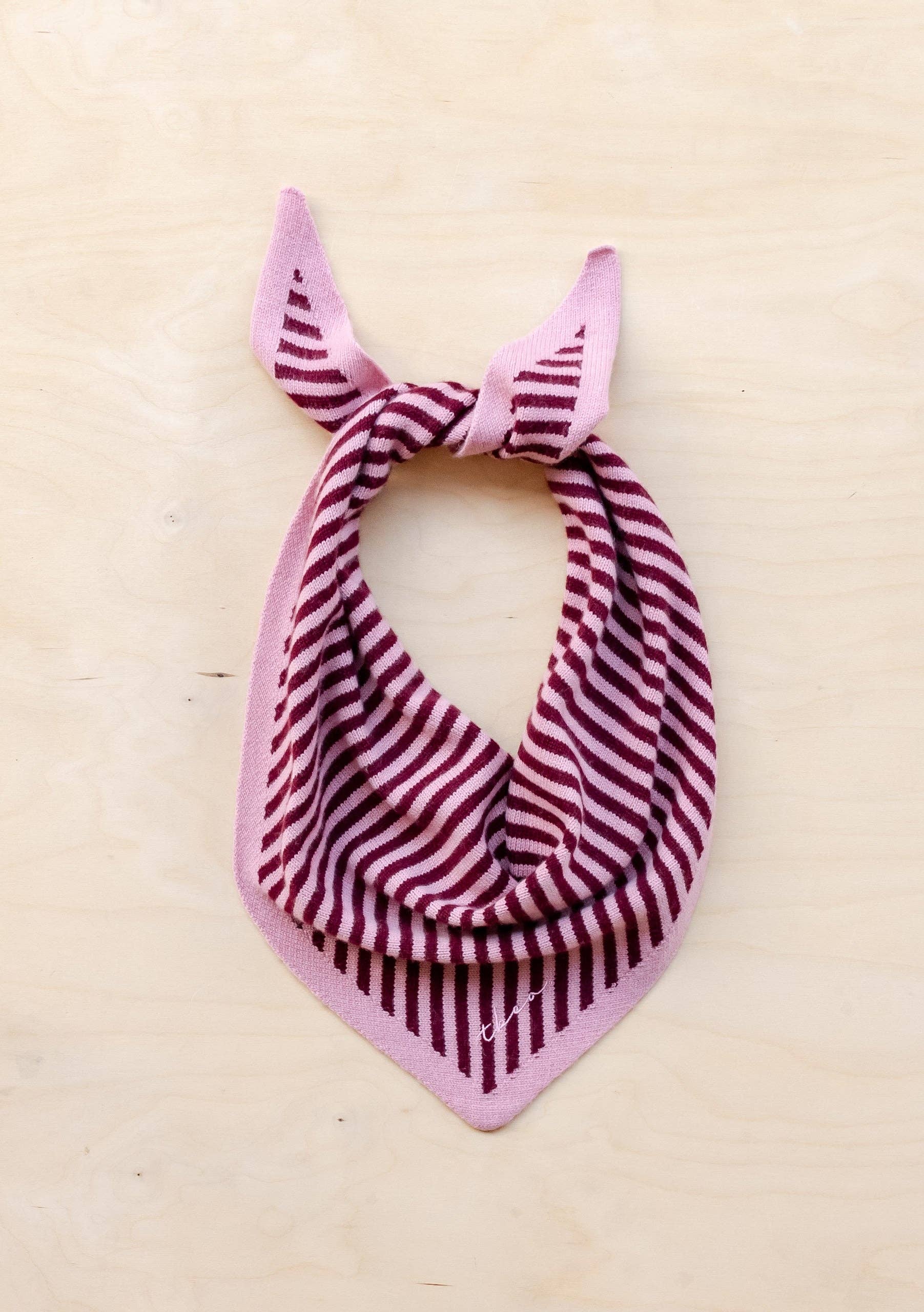TBCo – wholesale Scarf – Women's – Merino Triangle Scarf in Pink Stripe1