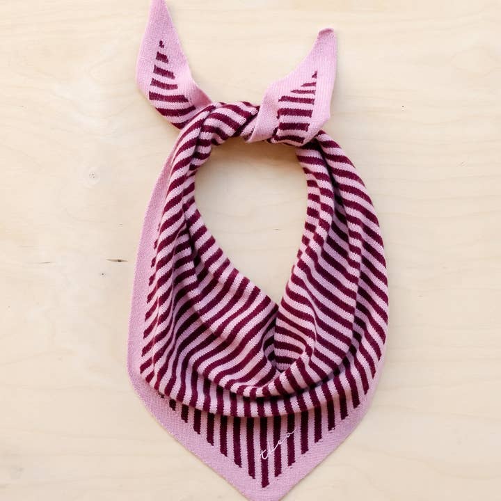 TBCo – wholesale Scarf – Women's – Merino Triangle Scarf in Pink Stripe1