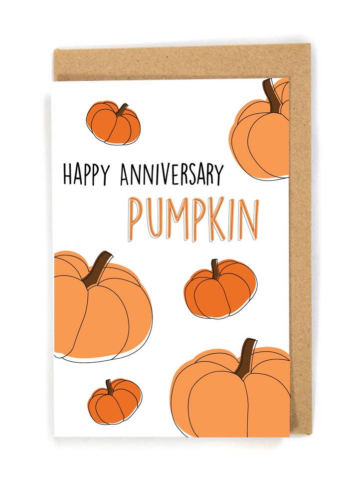 Herfst pompoen jubileumkaart voor haar/hem voor wholesale door DensenDesign