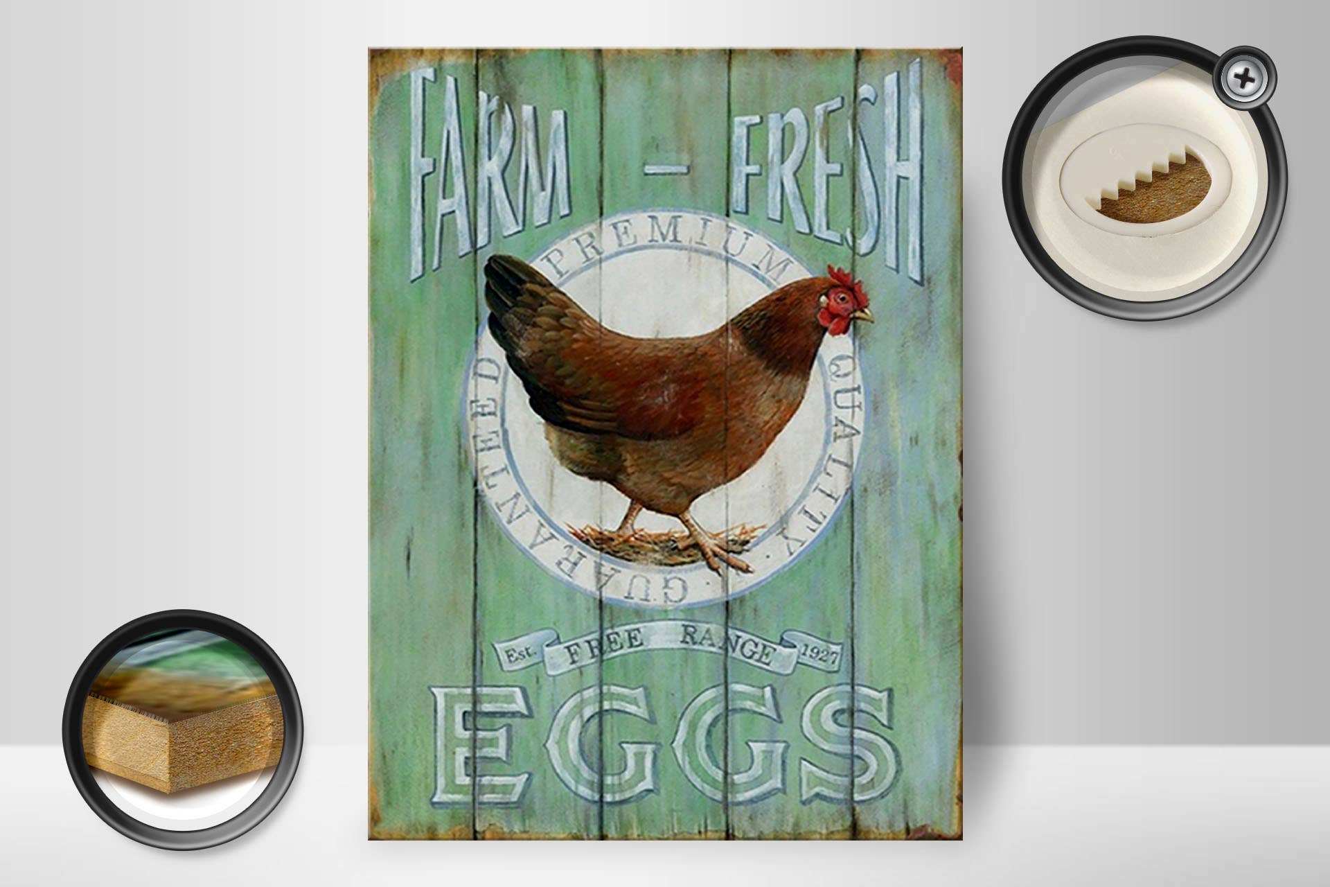Femer - Wholesale Sign - Wooden sign saying 30x40cm chicken farm fresh eggs free range1