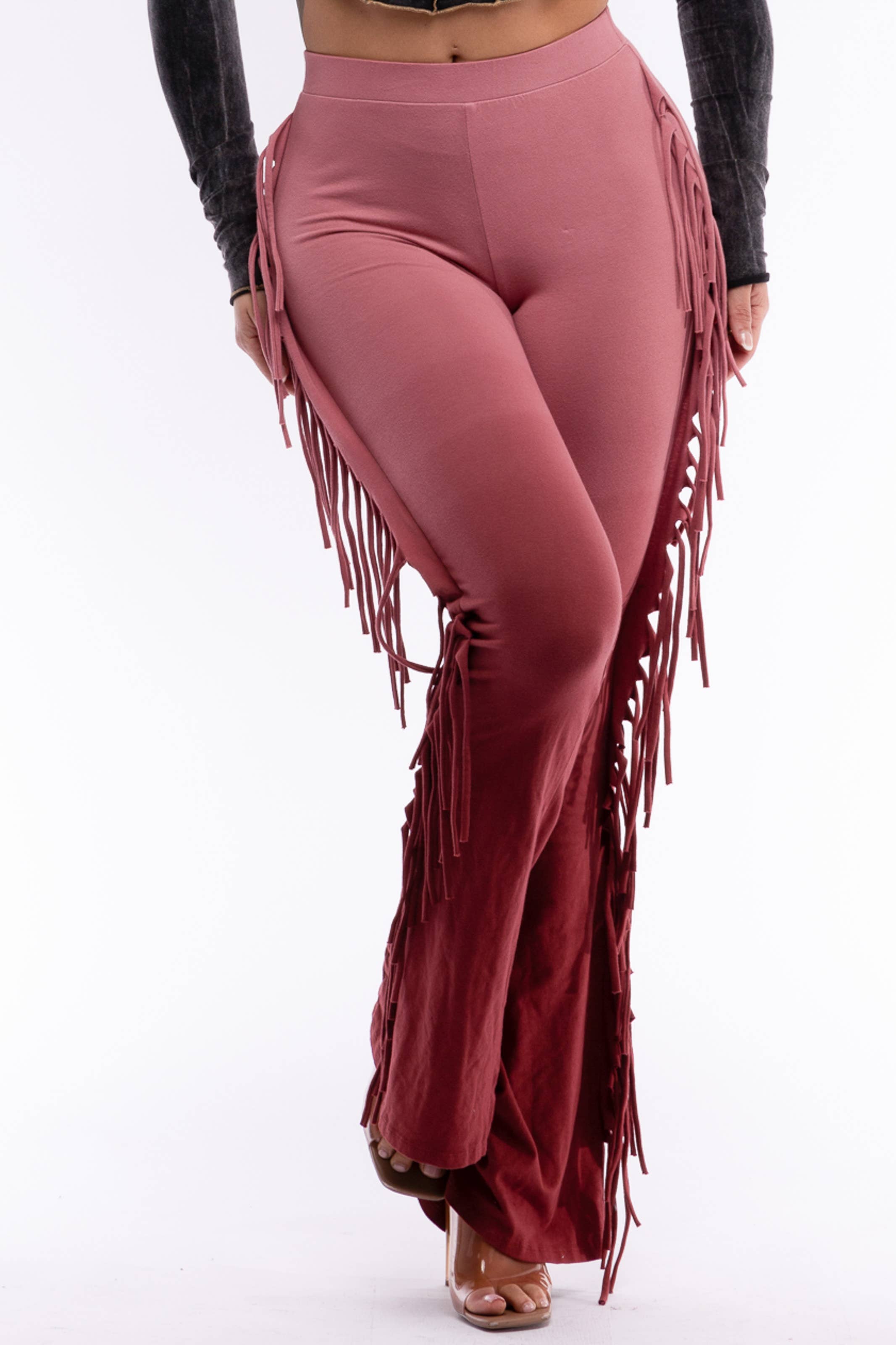 K Too - Vendita all'ingrosso Pantalone - Donna - Pantaloni svasati PLUS SIZE con frange lavabili a immersione1