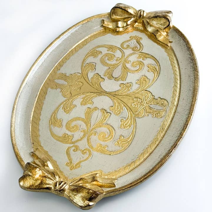 Via Graceffo - Wholesale Decorative Tray - Florentine Carved Oval Bow Tray, Made in Italy8