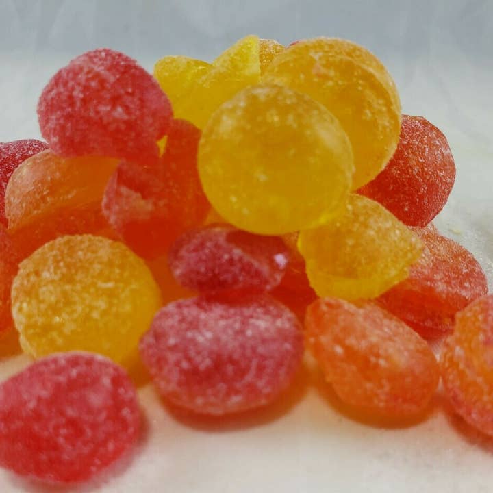 Peach Hard Candy Drops, 4.5 oz. for wholesale by Chesebro's Handmade Confections and Candy