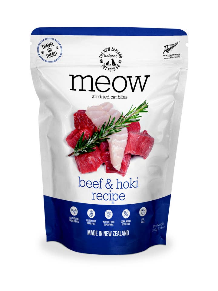 Meow Beef & Hoki Air Dried 3.5oz | 26.5oz for wholesale by The New Zealand Natural Pet Food Co