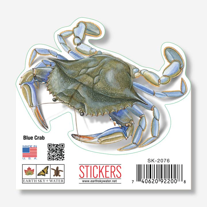 Autocollant Blue Crab Nature, 3,5 pouces de large pour la vente par Earth Sky + Water