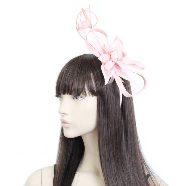 Inca UK - Wholesale Fascinator Hat - Women's - Pink Sinamay flower fascinator with quills