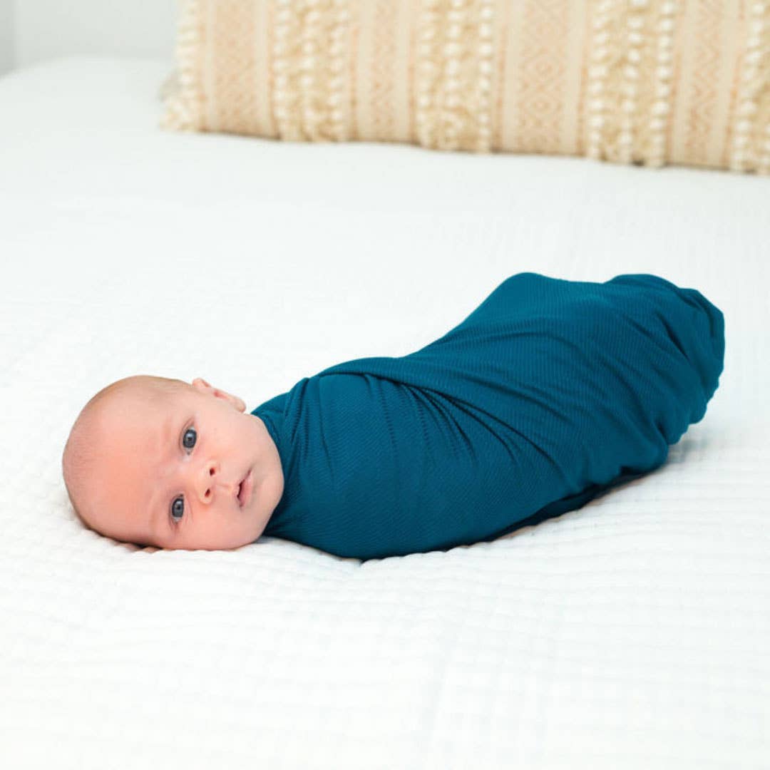 Dolly Lana - Wholesale Swaddle - Baby - Ribbed Swaddle Blanket - Jewel Blue3
