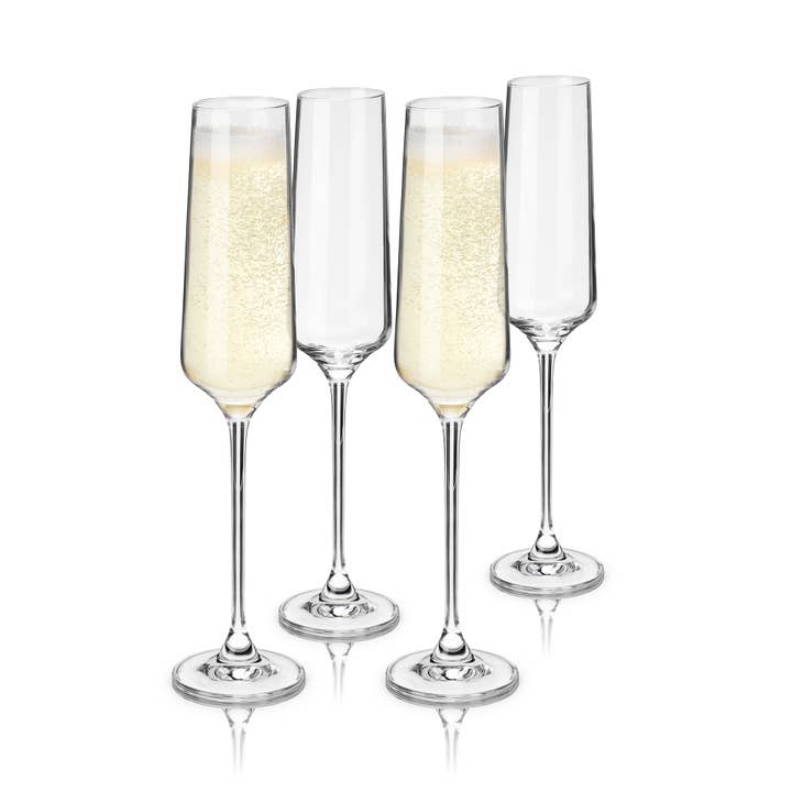 Reserve Inez European Crystal Champagne Flutes Set of 4 for wholesale by Viski