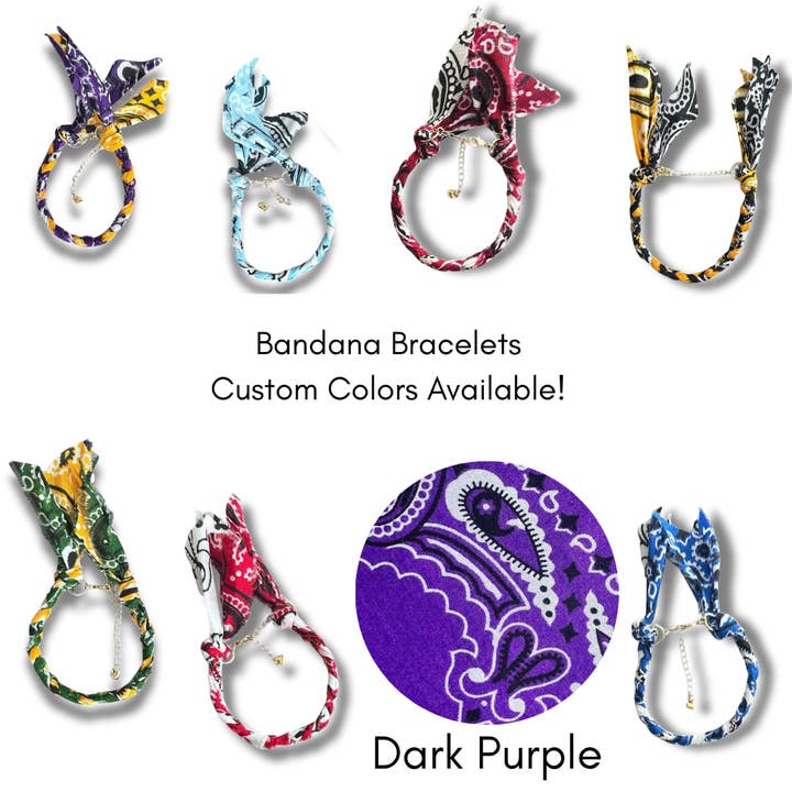 Pulsera de Bandana Personalizada - Morado Oscuro / Espíritu Escolar y de Equipo para venta al por mayor de Karma Cat Jewelry Co.