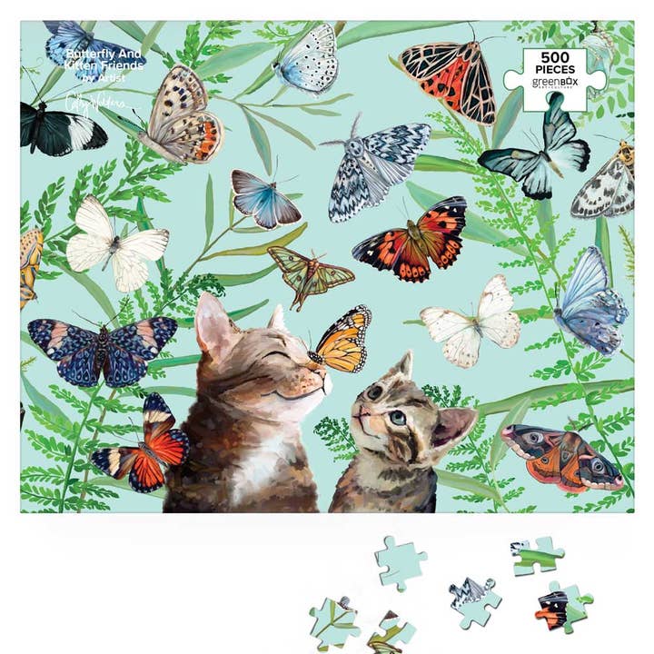 GreenBox Art - Wholesale Puzzle - Adult - Butterfly And Kitten Friends Puzzle