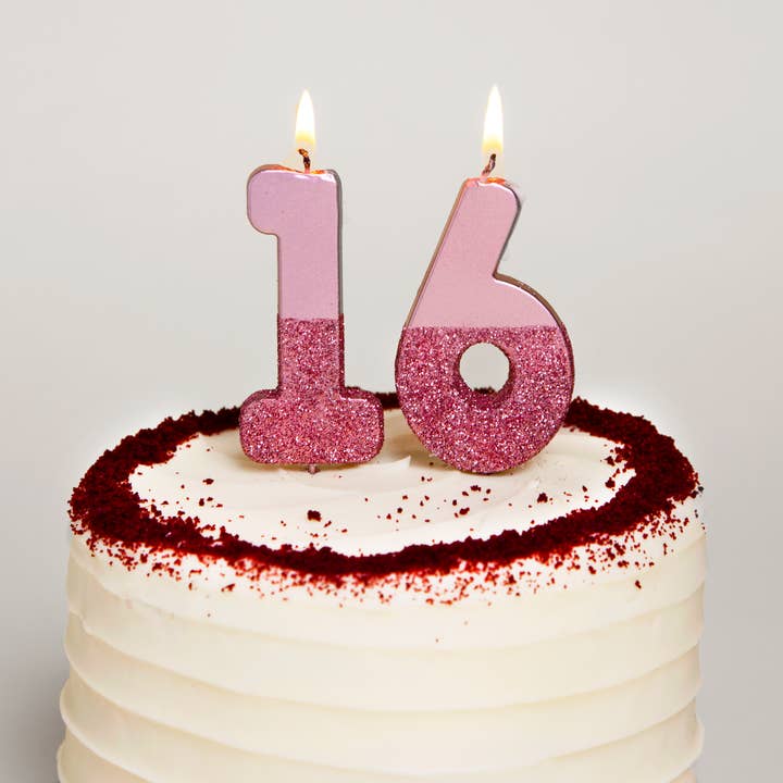 Talking Tables USA - Wholesale Cake Candle - Rose Gold Glitter Birthday Number Candles | 0-9 | Single |12