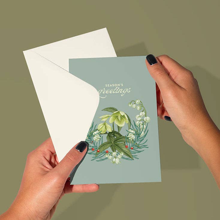 LINNA – Engroshandel Årstidshilsenkort – Ferie | Sæsonens Hilsener Blå Blomster | Kort2