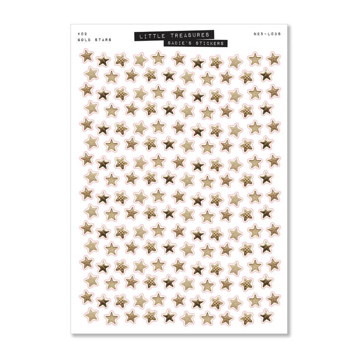 Étoiles d'or • Feuille d'autocollants Petits Trésors pour la vente par Sadie's Stickers