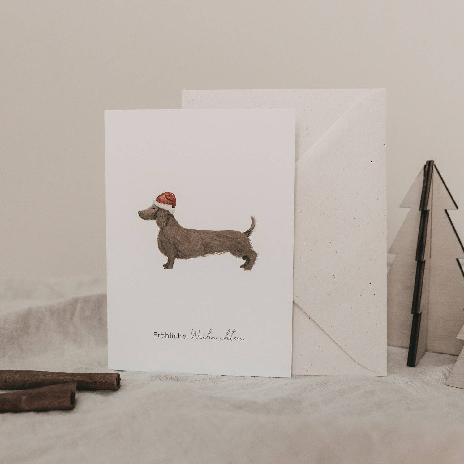 Eulenschnitt - Wholesale Christmas Card - Folded Card Christmas Dachshund (PU = 10 pcs.)