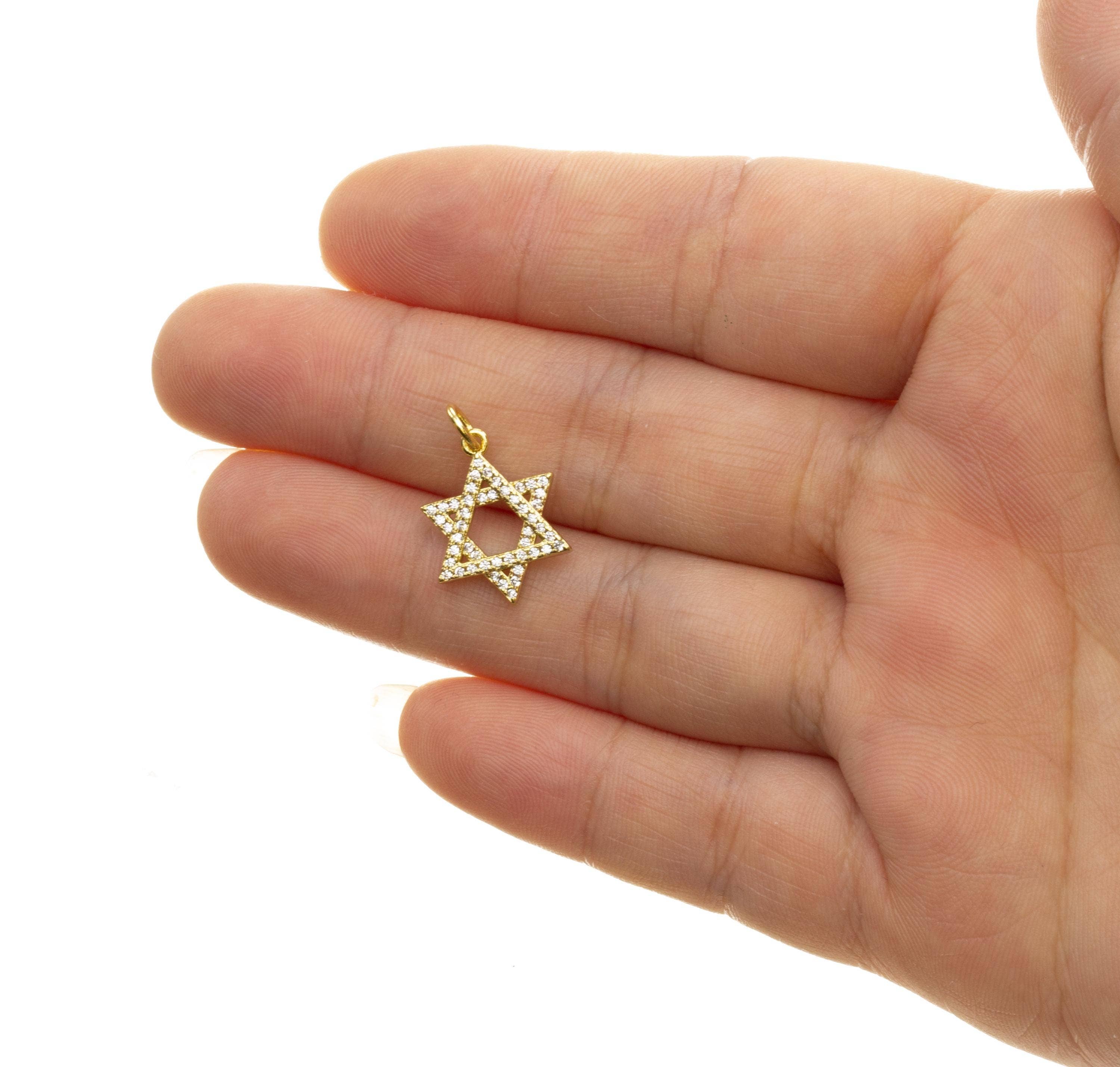 Jewel Pledge - Wholesale Individual Charm/Pendant - Gold Or Silver CZ Star of David Charm for Necklace,CPG7926