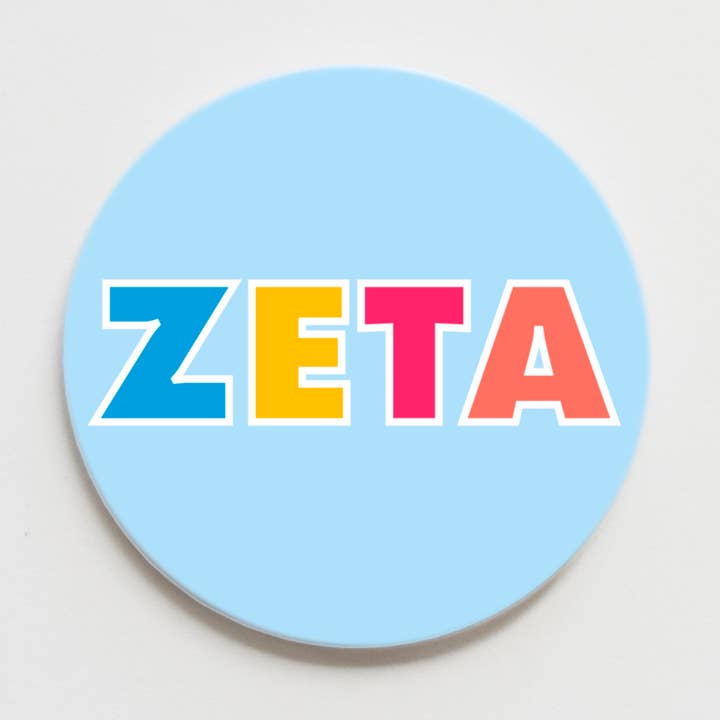Zeta Tau Alpha Color Me Greek Button - 2.25 inch for wholesale by Good Vibez Collegiate