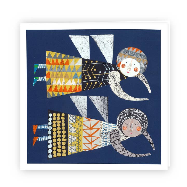 festive angels christmas card for wholesale by Clare Youngs