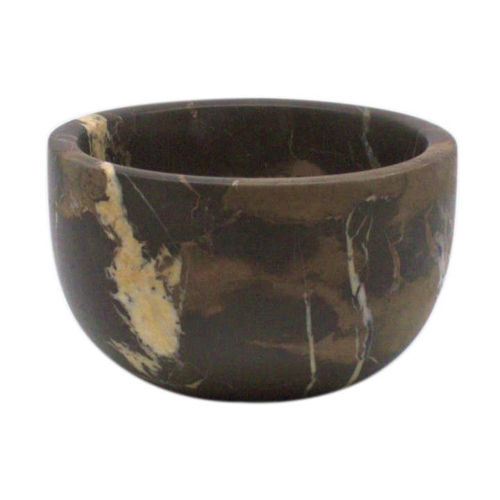 Eros Collection Black & Gold Marmor 6" finpudset Finish Nut Bowl for engroshandel hos Marble Crafter