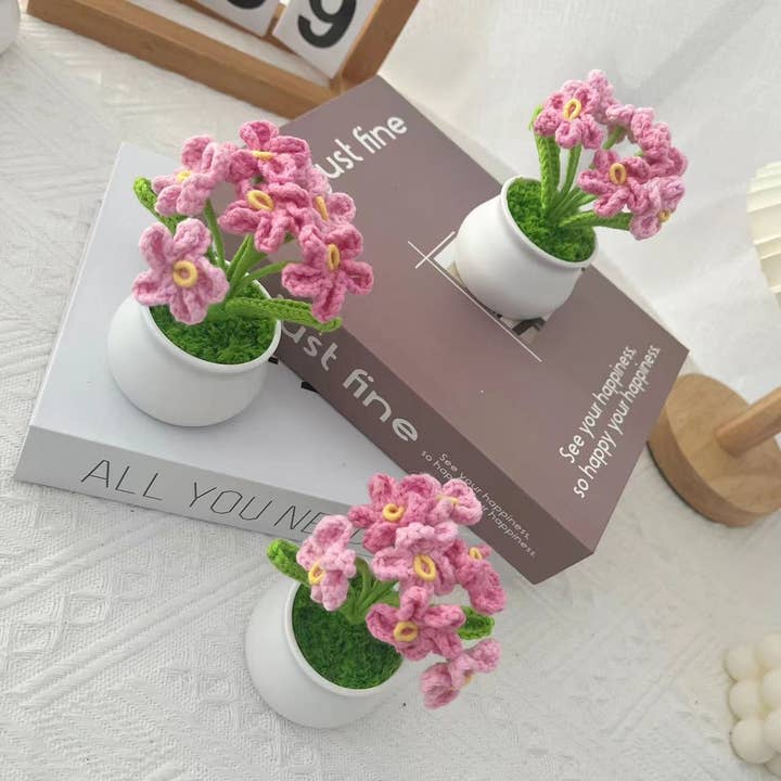 Lilyrosy - Wholesale Artificial Flowers - Lilyrosy Crochet Flower Pot Tulip Sunflower, Handmade Gifts