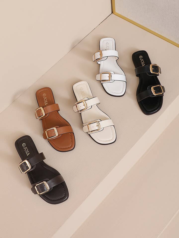 Doppelte Riemen-Flachsandale H8-1186A für den Großhandel von Joia Paris