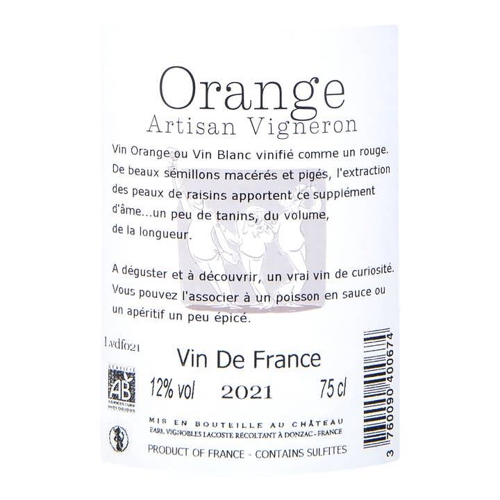 Château de Cranne - Wholesale White Wine - Organic Orange Wine "Orange" 2024 Wax3