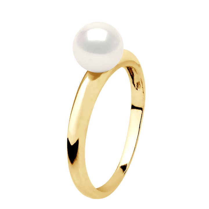 Anel em Ouro Amarelo - Genuíno Pérola Culturada de Água Doce por atacado de Mitzuko
