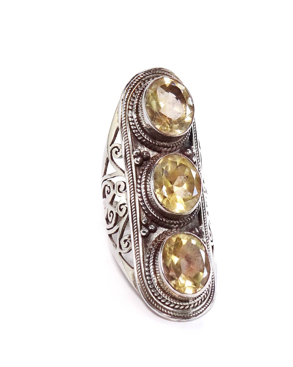 Zig Zag Asian Collection - Venta al por mayor Anillos grandes/de cóctel - Anillo grande de triple piedra Jali0