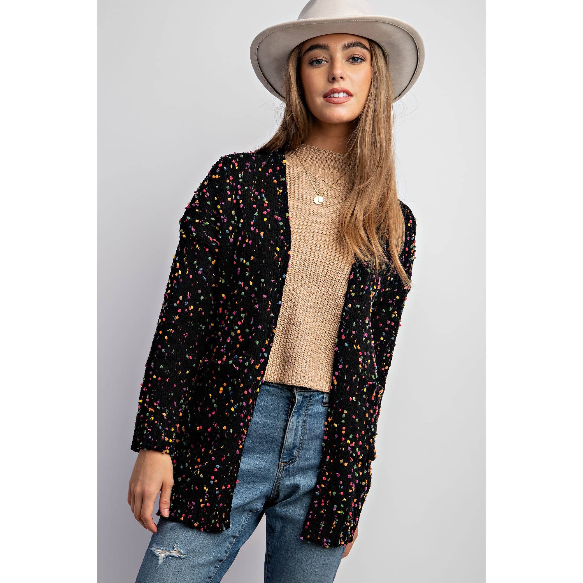 Sweet Generis - Wholesale Cardigan - Women's -  CARDIGAN W RAINBOW POPCORN SPECKLES4
