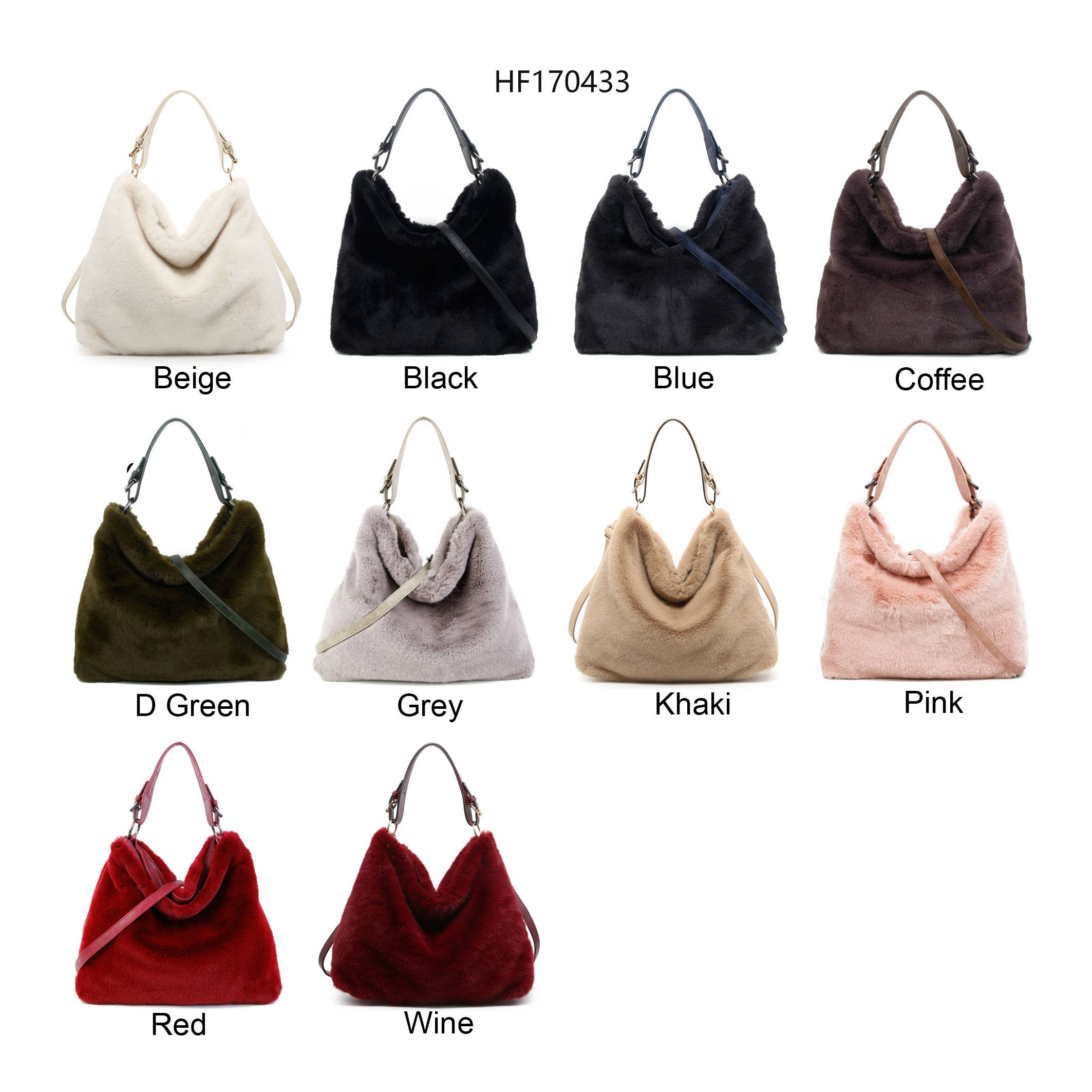 Papaya Fashion Ltd – wholesale Shoulder bag – women's – HF170433-Top handle faux fur handbag with top zip closure14