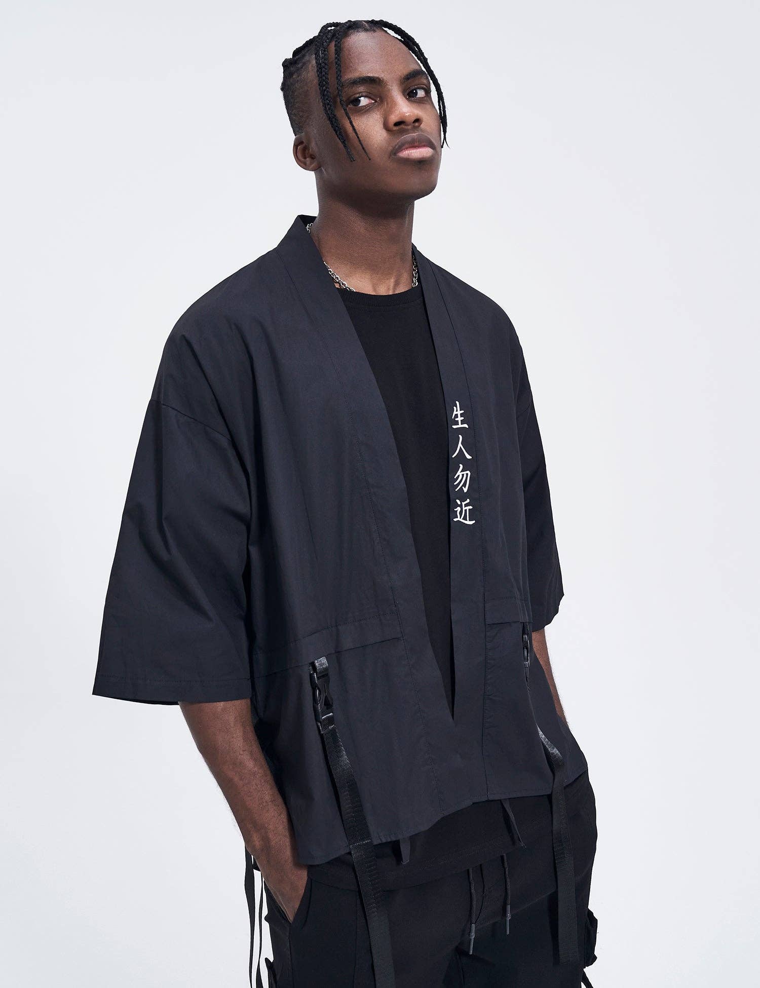 Black WSY5002 Samurai Kimono Shirt for wholesale on Faire1